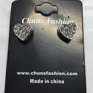 Pavé Raised Heart Studs (H15)
